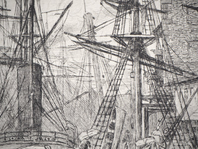 Matthew Withe RIDLEY : Le débarquement au port - Gravure (détail)