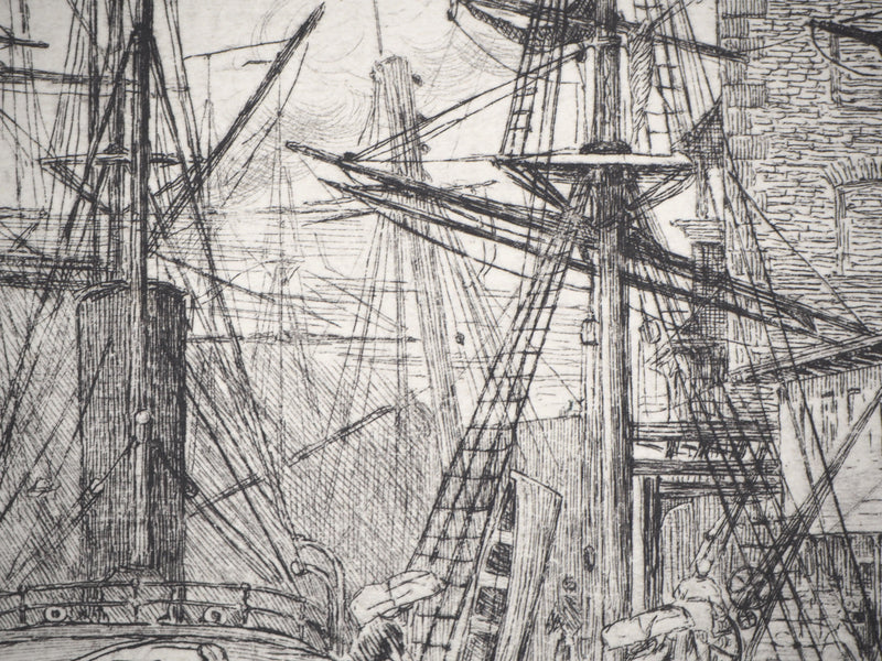 Matthew Withe RIDLEY : Le débarquement au port - Gravure (détail)