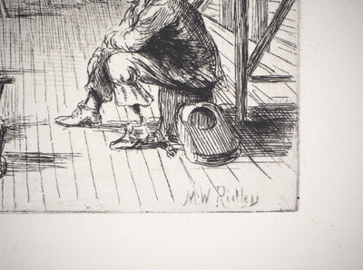 Matthew Withe RIDLEY : Le débarquement au port - Gravure (détail)