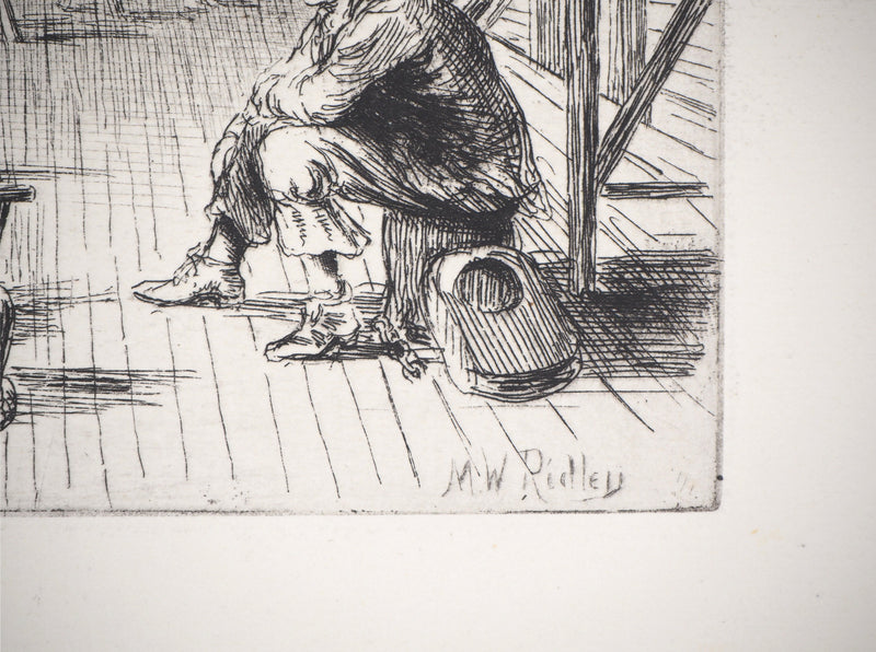 Matthew Withe RIDLEY : Le débarquement au port - Gravure (détail)