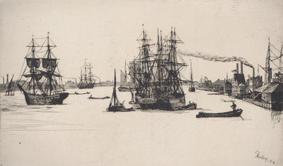 Matthew Withe RIDLEY : Voiliers près du quai - Gravure