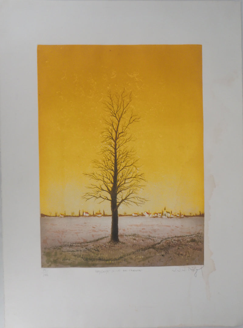Jacques Joachim Jean RIGAL : Arbre solitaire (Paysage d&