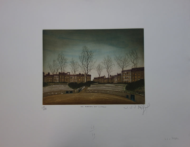 Jacques Joachim Jean RIGAL : Les arènes de Lutèce - Gravure