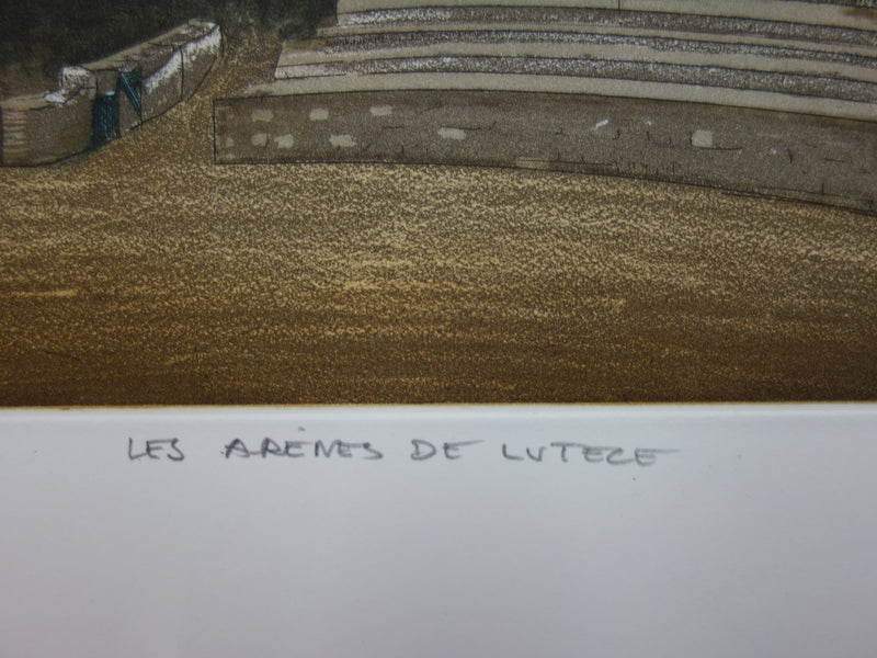Jacques Joachim Jean RIGAL : Les arènes de Lutèce - Gravure (détail)