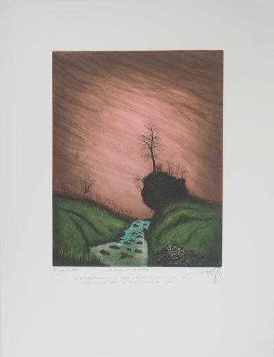 Jacques Joachim Jean Rigal : Les gorges de l'Alagnon - Gravure (détail)
