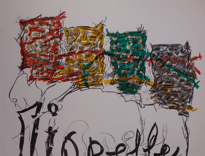 Jean-Paul RIOPELLE : Composition moderne - Lithographie (détail)