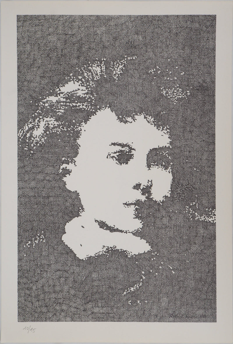 Robert RIOU : Portrait de Marie Curie, 1989 - Lithographie (détail)