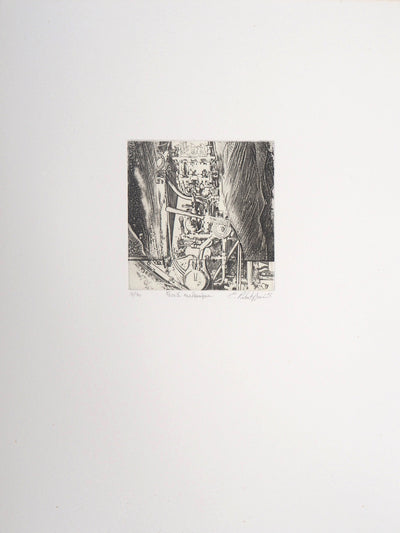 Eric ROBERT-AYME : Fossile mécanique, 1996 - Gravure (détail)