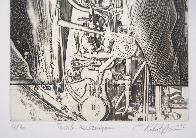 Eric ROBERT-AYME : Fossile mécanique, 1996 - Gravure (détail)