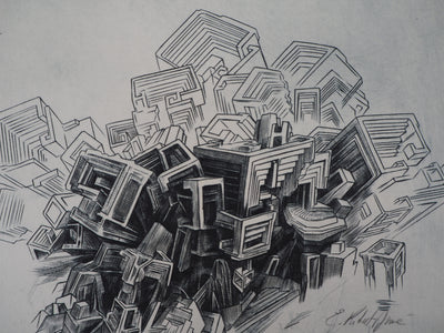 Eric ROBERT-AYME : Géométrie destructrice - Gravure (détail)