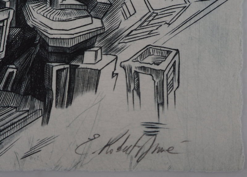 Eric ROBERT-AYME : Géométrie destructrice - Gravure (détail)
