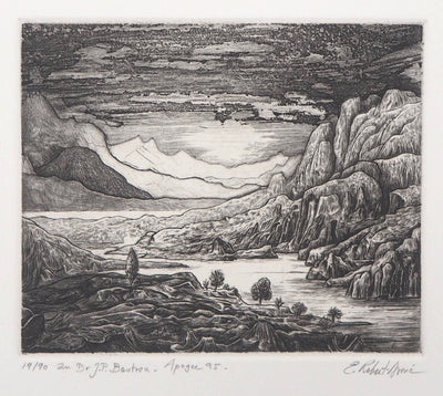 Eric ROBERT-AYME : Paysage surréaliste, Apogée, 1995 - Gravure