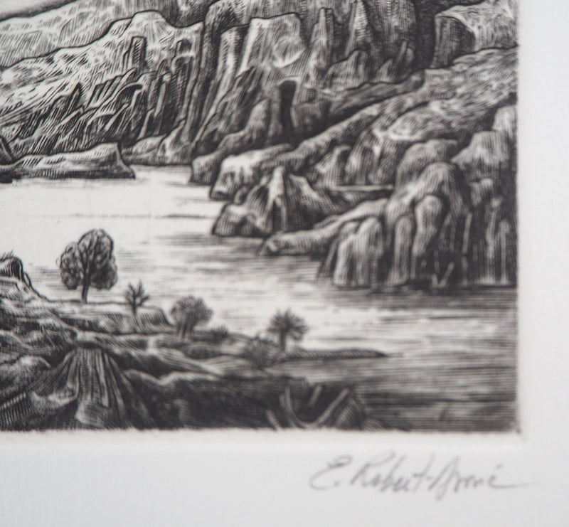 Eric ROBERT-AYME : Paysage surréaliste, Apogée, 1995 - Gravure (détail)