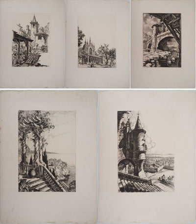 Maurice ROBERT : Lot de cinq gravures - Gravure