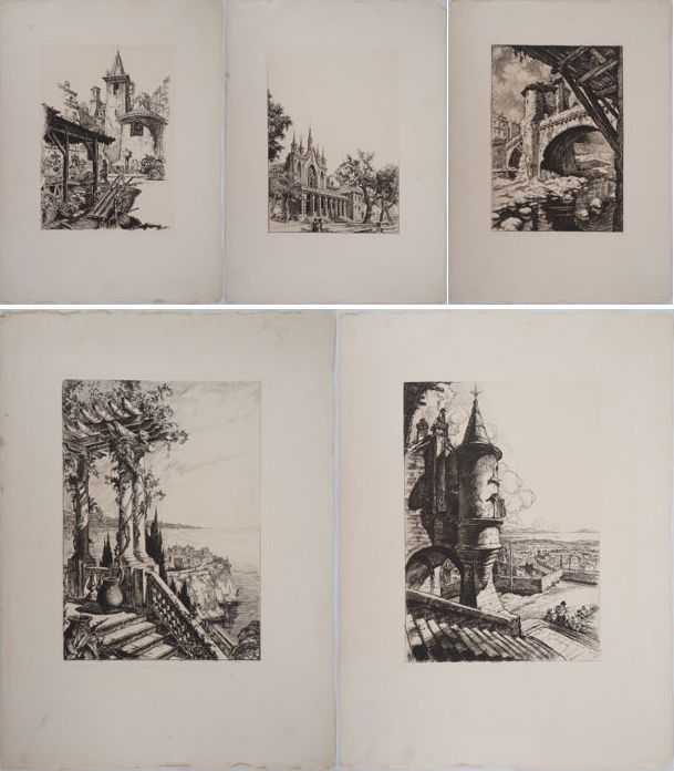 Maurice ROBERT : Lot de cinq gravures - Gravure