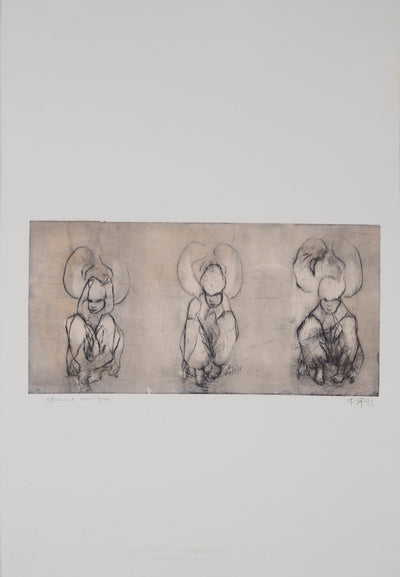 Patrick ROCARD : Les trois figures - Gravure (détail)