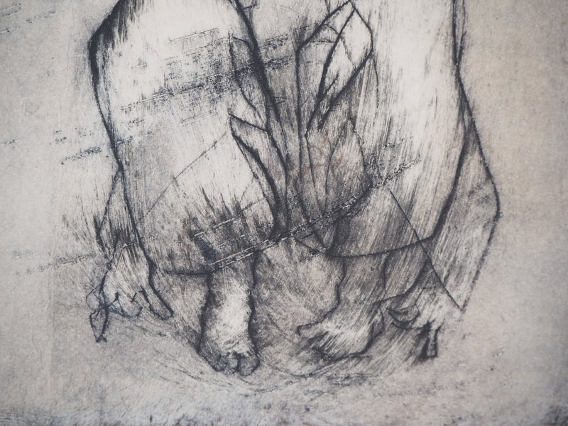 Patrick ROCARD : Les trois figures - Gravure (détail)