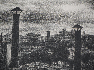 Marcel ROCHE : Les cheminées - Gravure