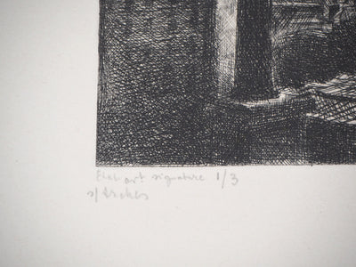 Marcel ROCHE : Les cheminées - Gravure (détail)