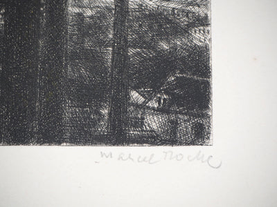 Marcel ROCHE : Les cheminées - Gravure (détail)