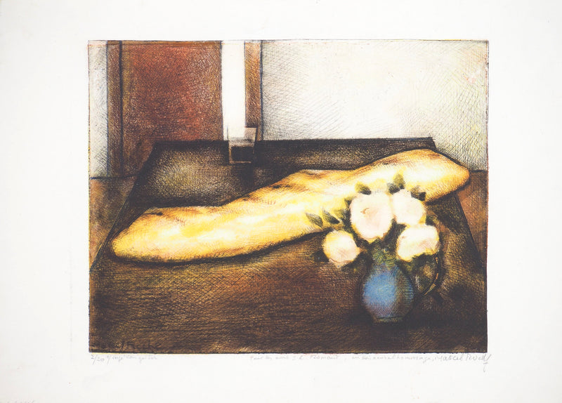 Marcel ROCHE : Pain et roses - Gravure (détail)