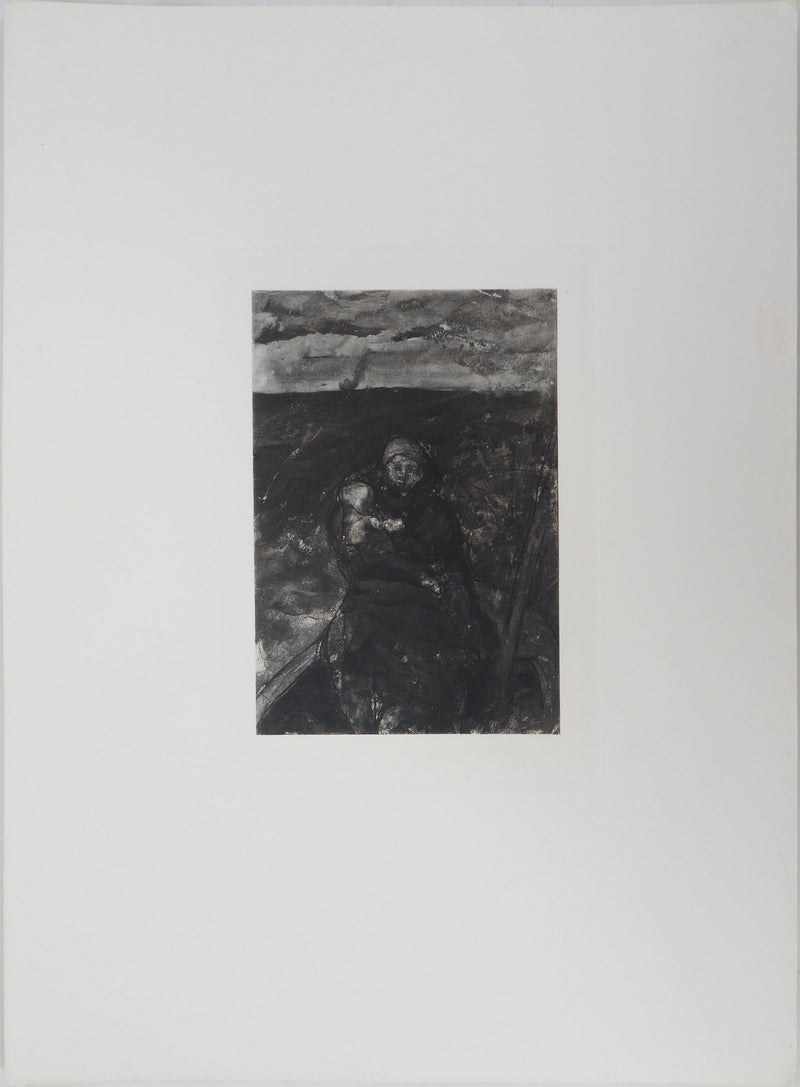 Auguste RODIN : La barque de Caron, 1897 - Héliogravure (détail)