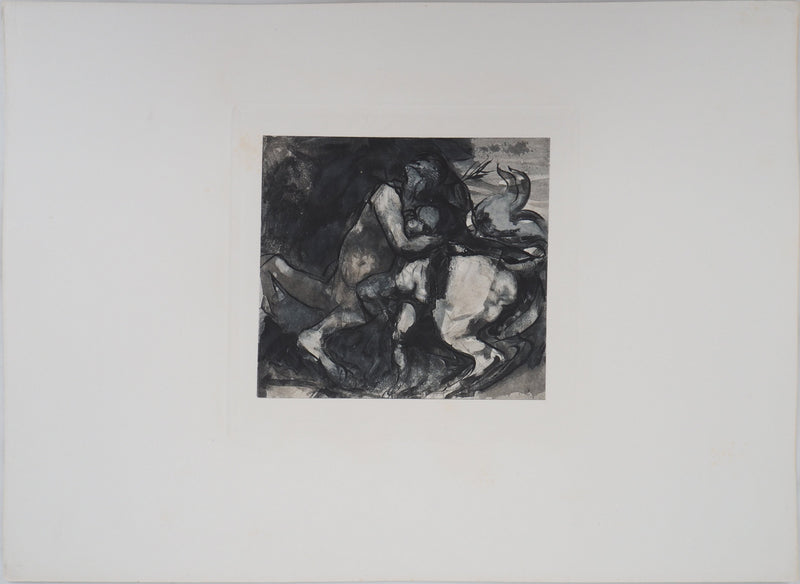 Auguste RODIN : Centaure et enfant - Héliogravure (détail)