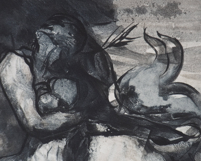 Auguste RODIN : Centaure et enfant - Héliogravure (détail)