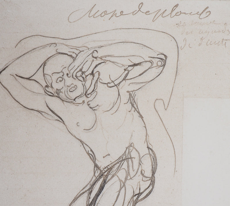 Auguste RODIN : Damné sous une chape de plomb - Héliogravure (détail)