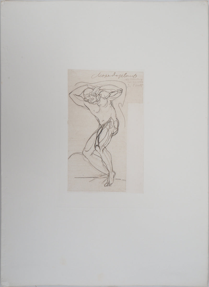 Auguste RODIN : Damné sous une chape de plomb - Héliogravure (détail)
