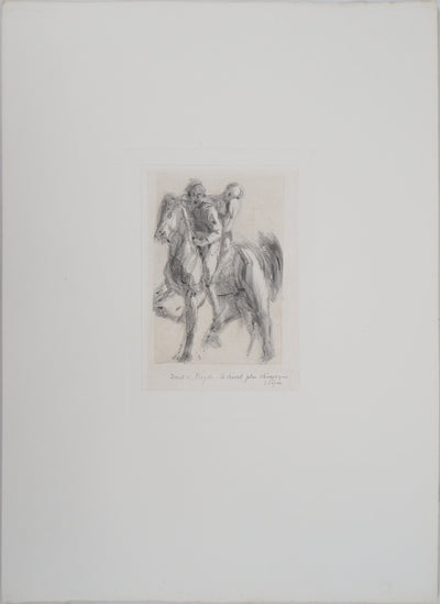 Auguste RODIN : Dante et Virgile sur un cheval chimérique - Héliogravure (détail)