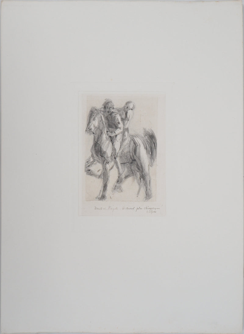 Auguste RODIN : Dante et Virgile sur un cheval chimérique - Héliogravure (détail)