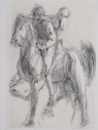Auguste RODIN : Dante et Virgile sur un cheval chimérique - Héliogravure (détail)
