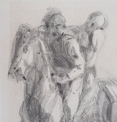 Auguste RODIN : Dante et Virgile sur un cheval chimérique - Héliogravure (détail)