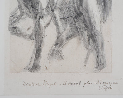 Auguste RODIN : Dante et Virgile sur un cheval chimérique - Héliogravure (détail)
