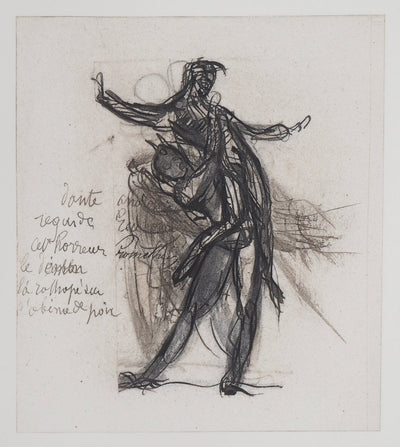 Auguste RODIN : Démon montrant une ombre tombée dans la poix - Héliogravure