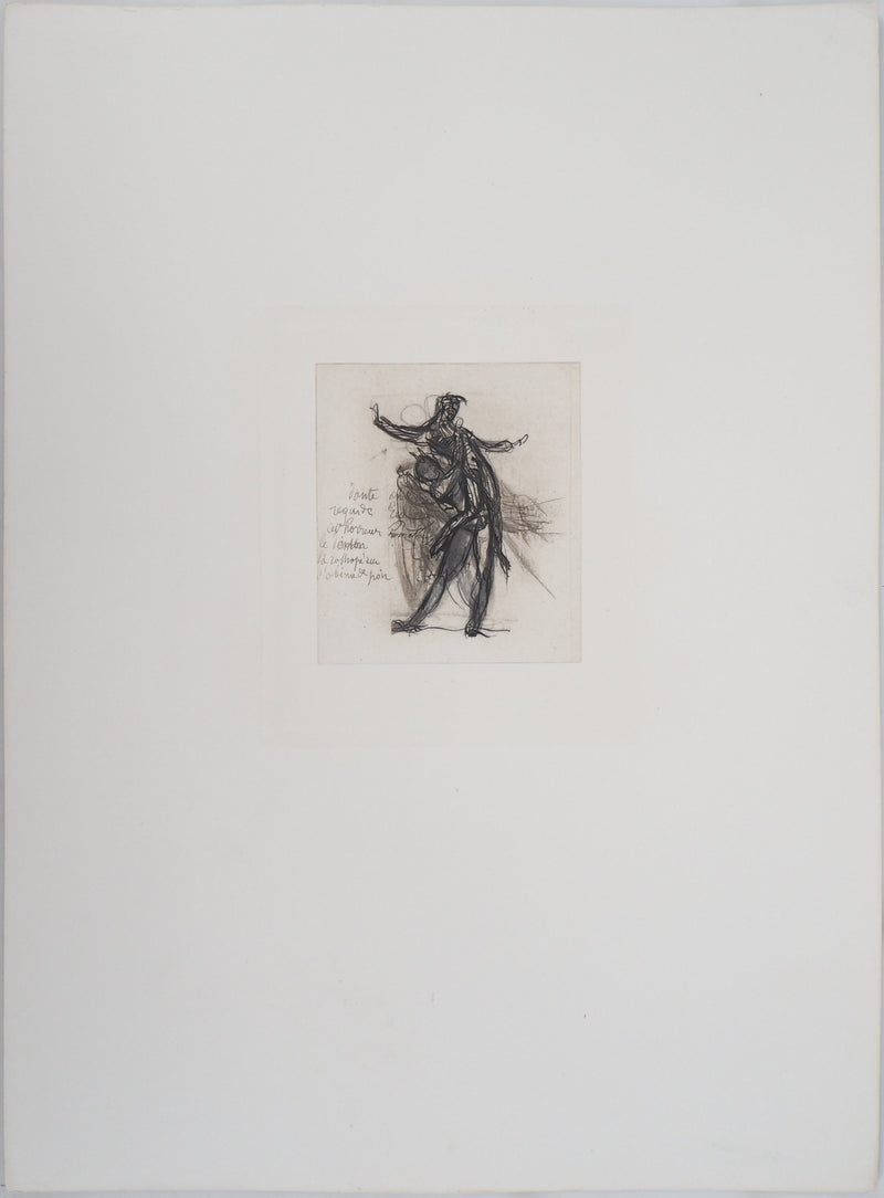Auguste RODIN : Démon montrant une ombre tombée dans la poix - Héliogravure (détail)