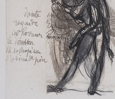 Auguste RODIN : Démon montrant une ombre tombée dans la poix - Héliogravure (détail)