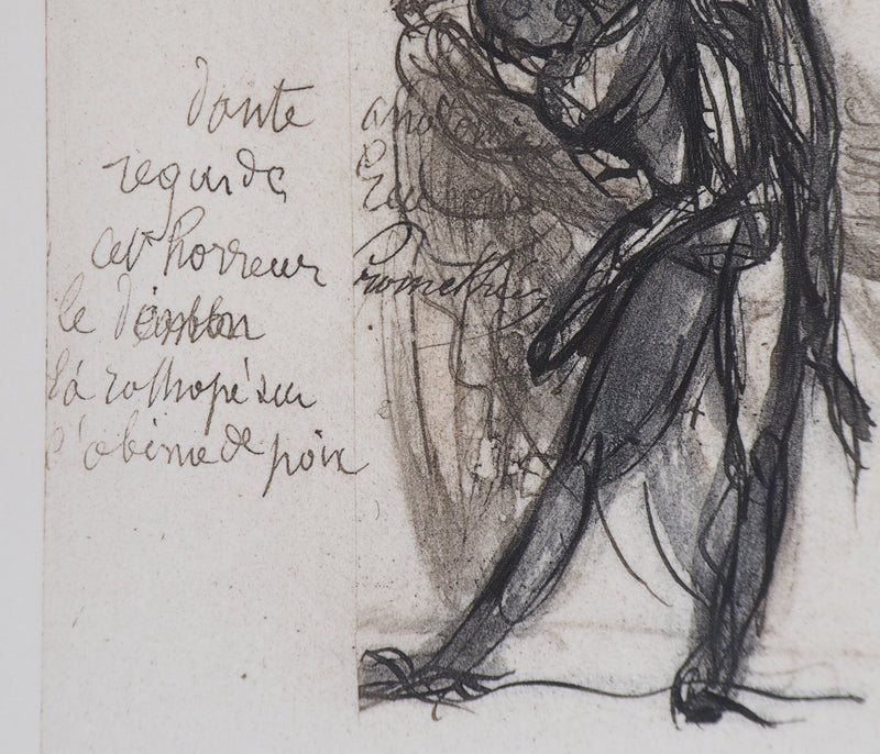 Auguste RODIN : Démon montrant une ombre tombée dans la poix - Héliogravure (détail)