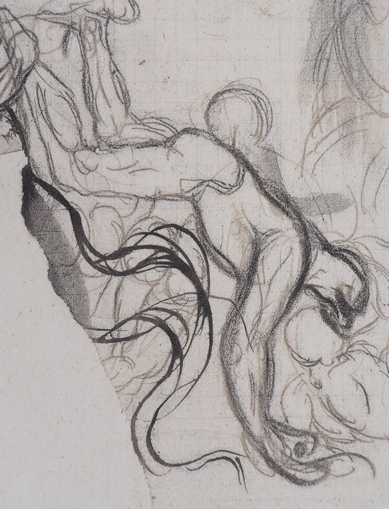 Auguste RODIN : Démon retirant une ombre du feu - Héliogravure (détail)