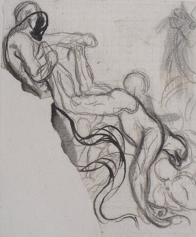 Auguste RODIN : Démon retirant une ombre du feu - Héliogravure (détail)