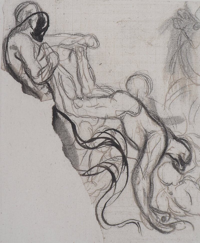 Auguste RODIN : Démon retirant une ombre du feu - Héliogravure (détail)