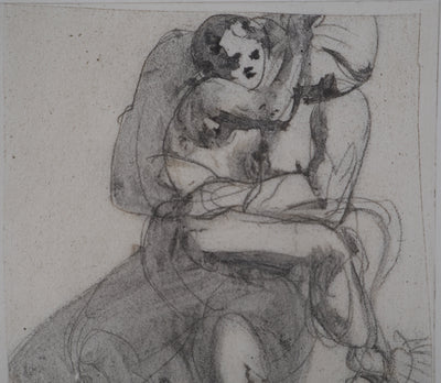 Auguste RODIN : L'enfant réconforté - Héliogravure (détail)