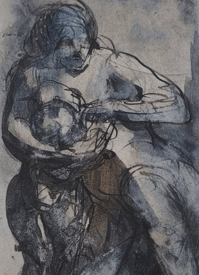Auguste RODIN : L'enfant au sein - Héliogravure