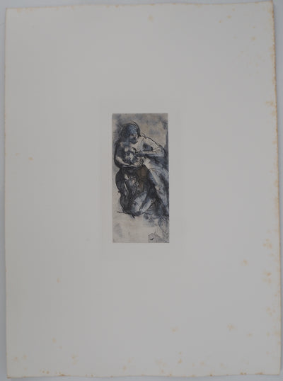 Auguste RODIN : L'enfant au sein - Héliogravure (détail)