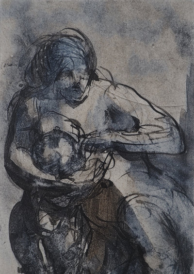 Auguste RODIN : L'enfant au sein - Héliogravure (détail)