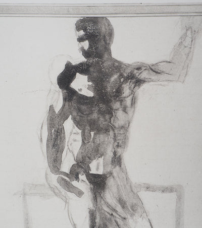 Auguste RODIN : Etude d'homme - Héliogravure (détail)