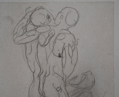 Auguste RODIN : Etude de la lutte - Héliogravure (détail)