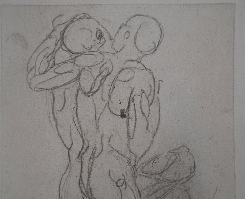 Auguste RODIN : Etude de la lutte - Héliogravure (détail)