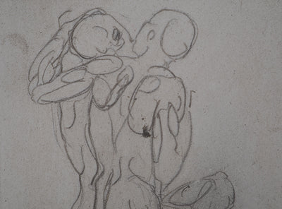 Auguste RODIN : Etude de la lutte - Héliogravure (détail)